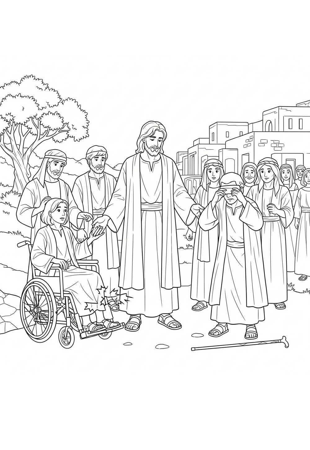 Desenho de Jesus Curando