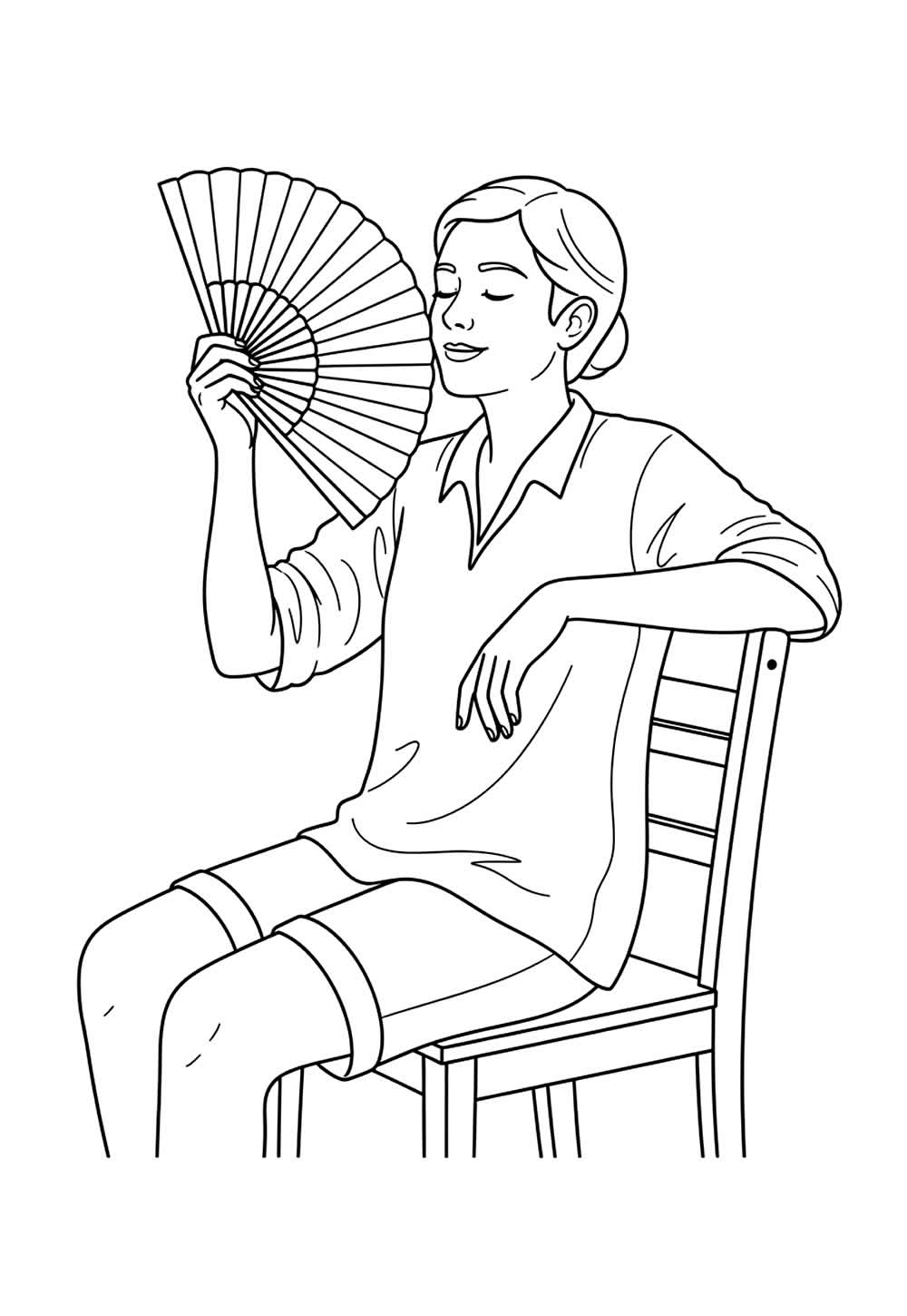 Desenho de Menina com Leque para colorir