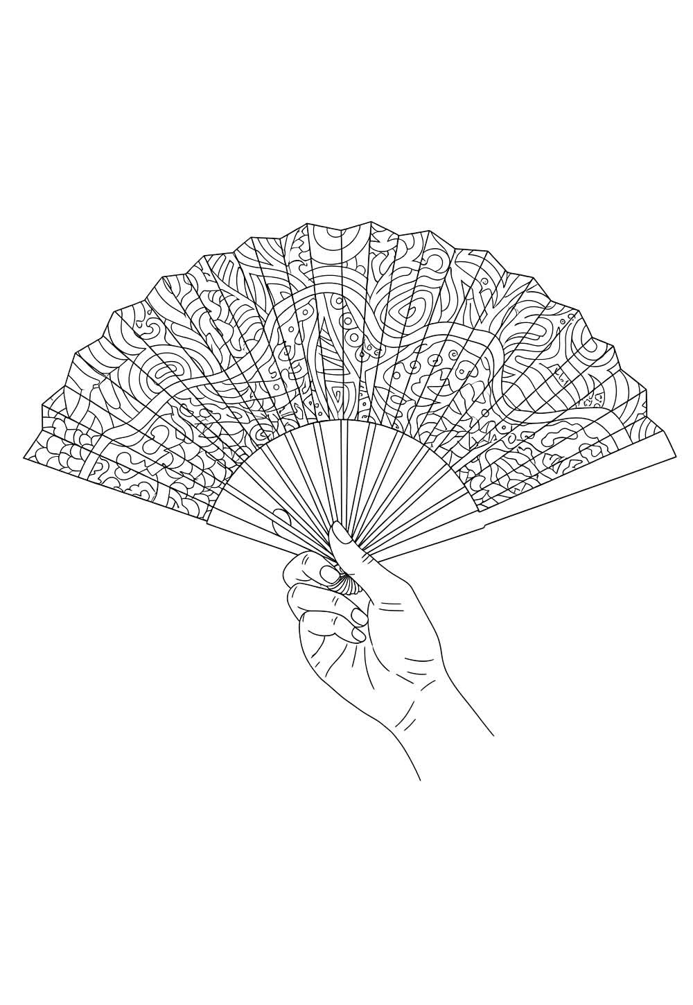 Desenho de Leque para imprimir
