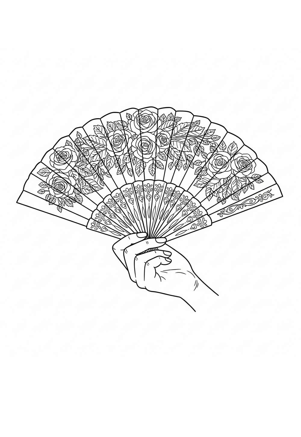 Desenho de Leque para pintar