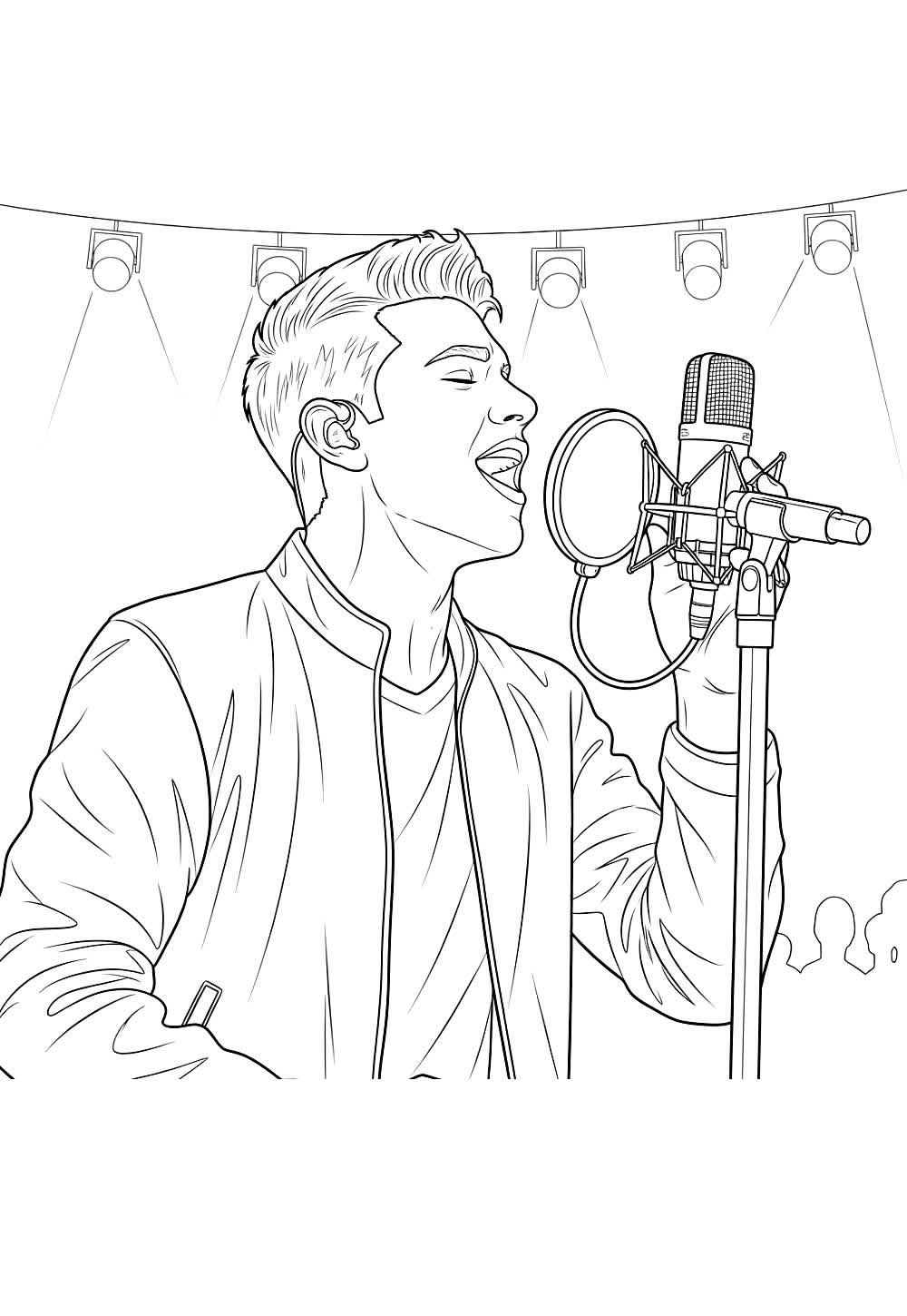 Desenho de Cantor com Microfone para colorir