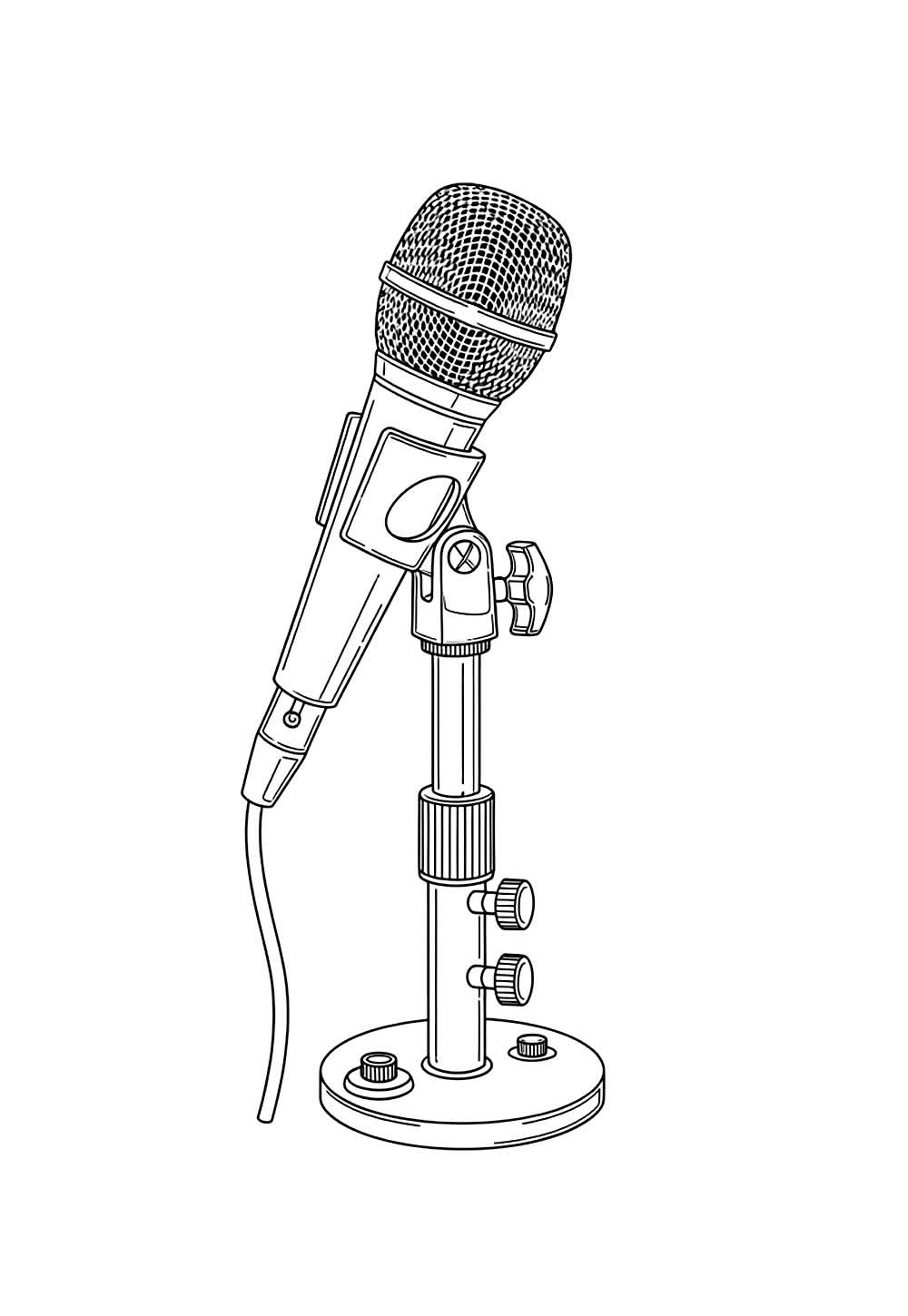 Desenho de Cantor com Microfone para pintar