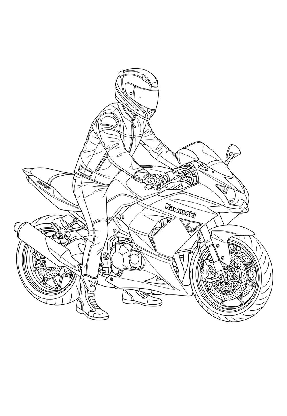 Desenho de Moto Kawasaki para pintar