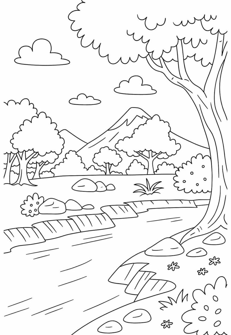 Desenhos de Paisagens Naturais para colorir - Bora Colorir