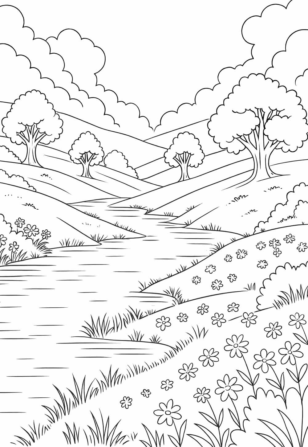 Desenho de Paisagem para colorir