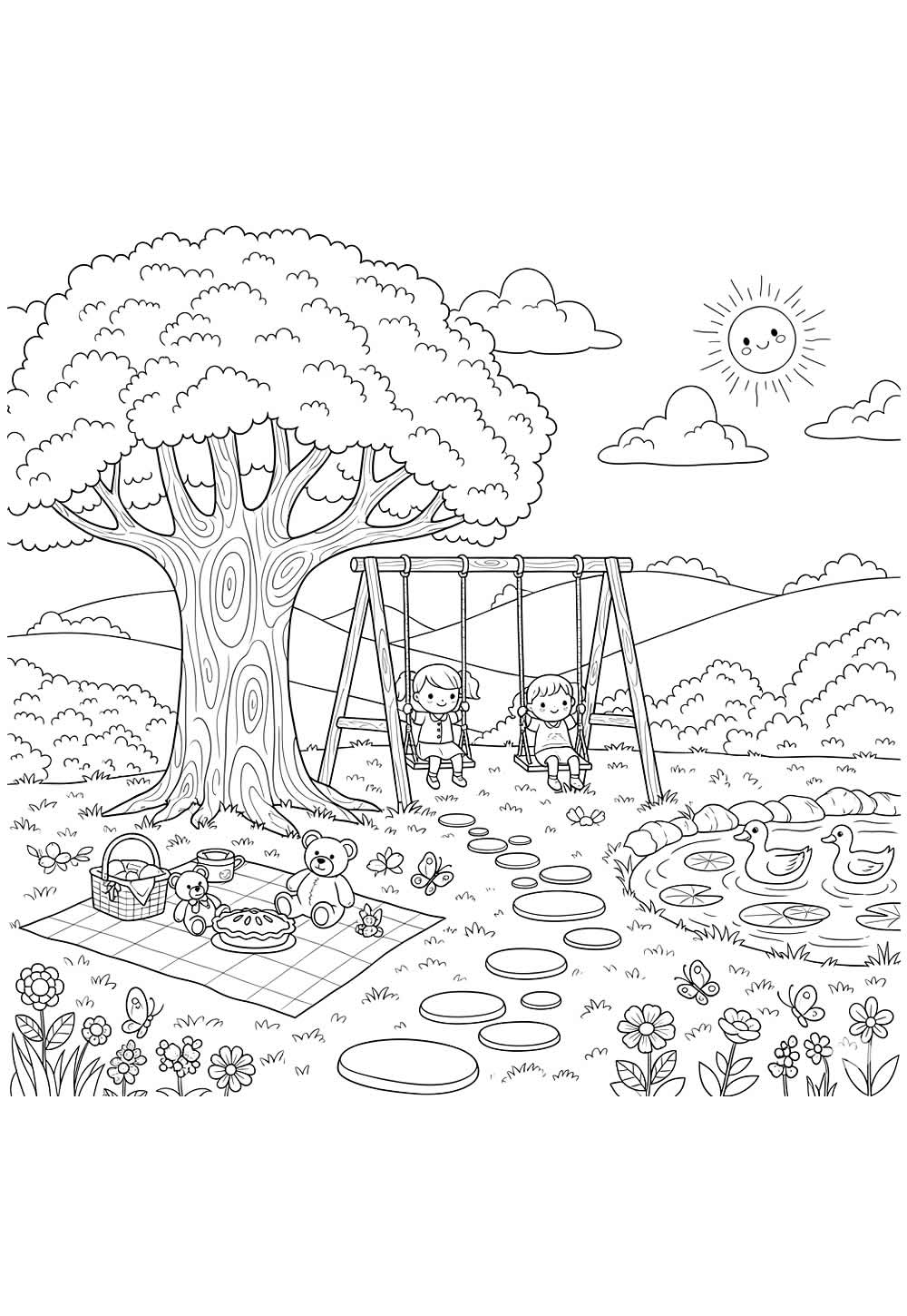 Desenhos de Parque com Balanço para colorir