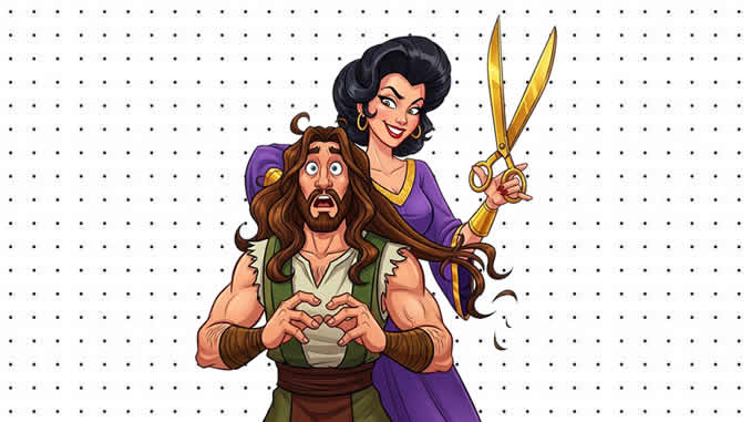 Desenhos de Sansão e Dalila para colorir