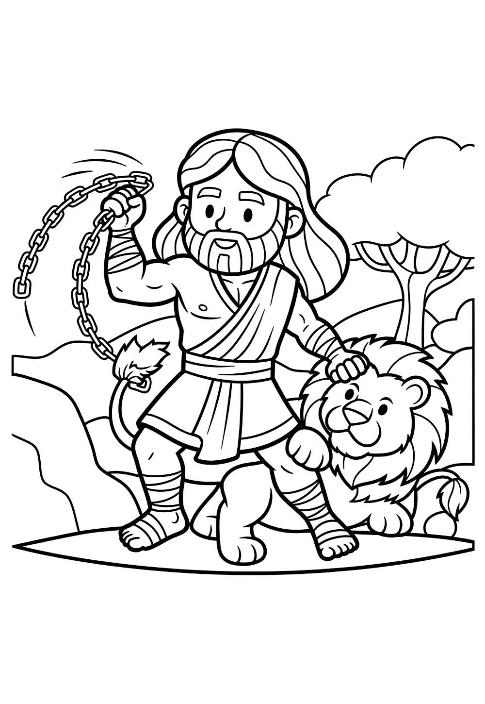 Desenho de Sansão para pintar