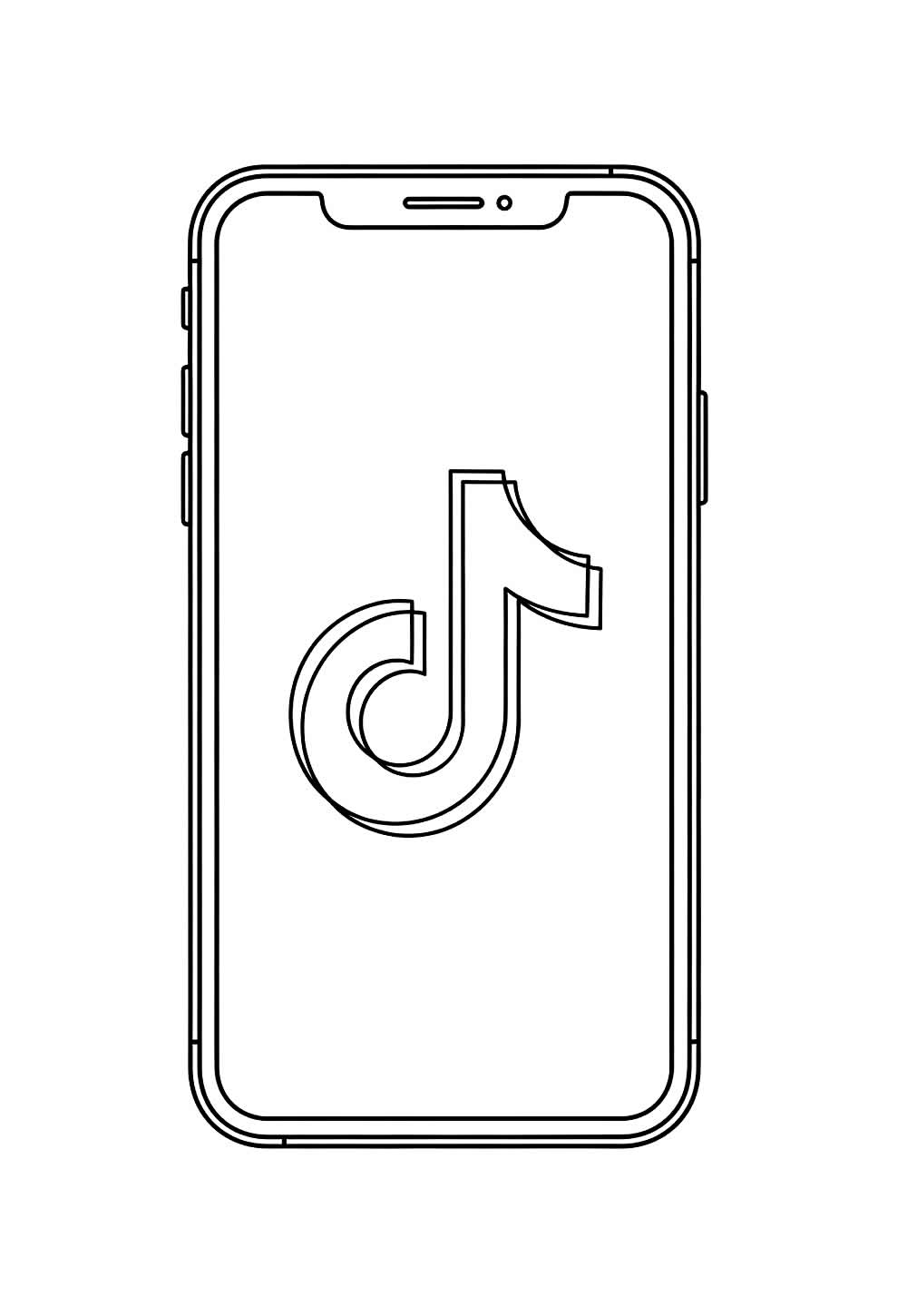Desenho de Celular com TIkTok para pintar