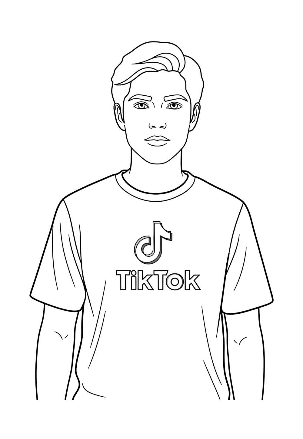 Desenho de Menino com Camisa de TIkTok para colorir