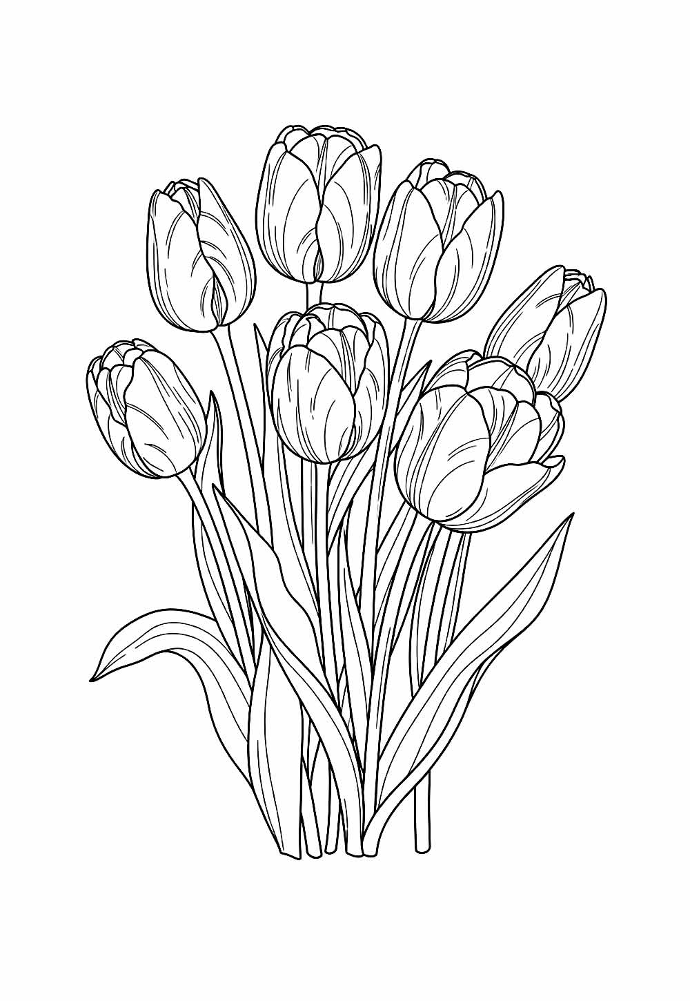 Desenho de Tulipas para colorir - Flores