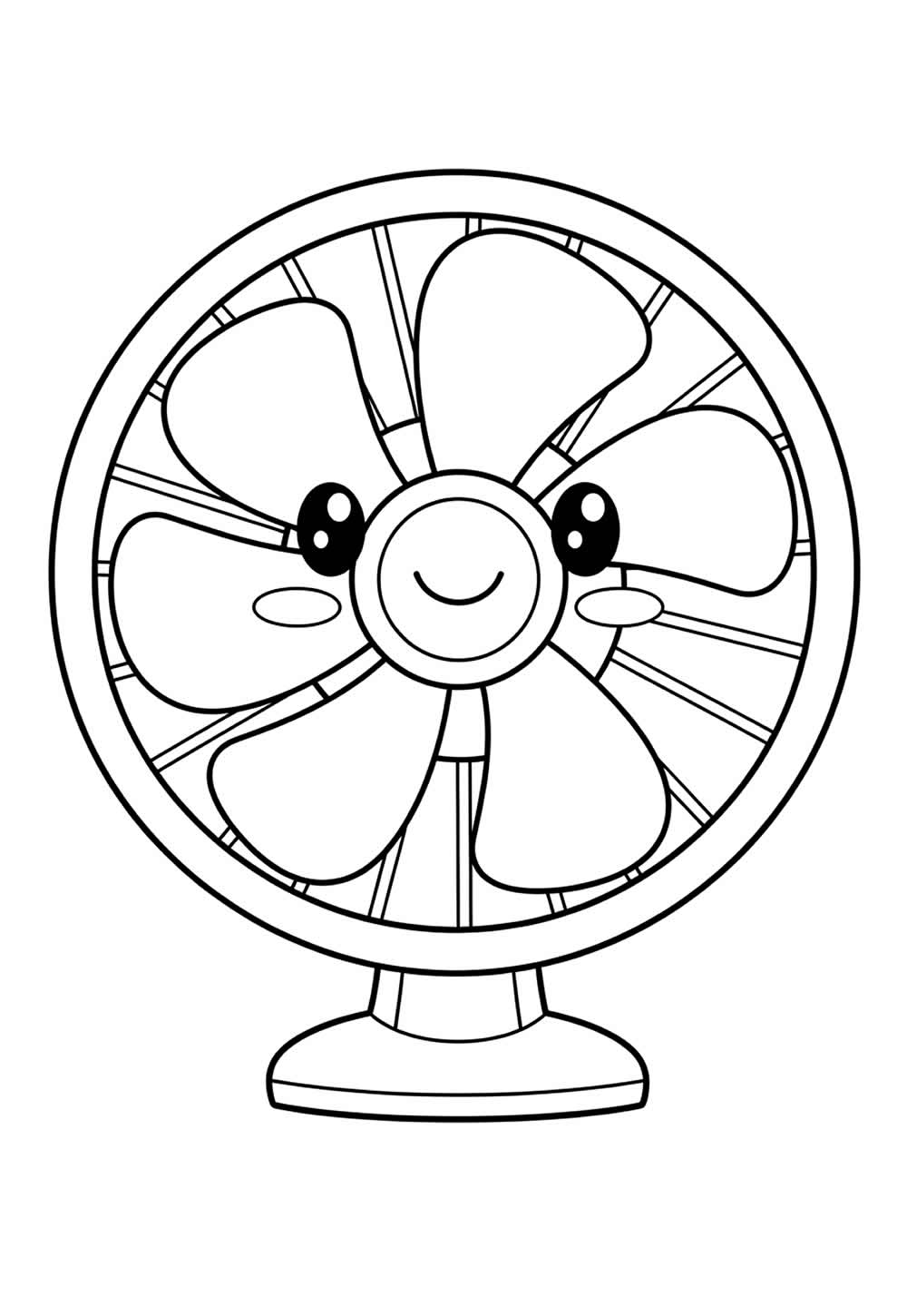 Desenho de Ventilador Fofo para pintar