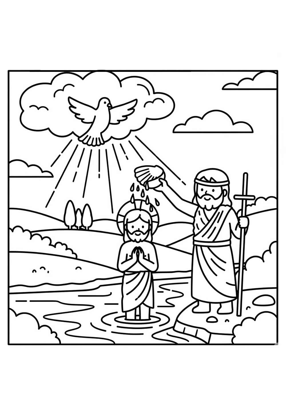 Imagem do Batismo de Jesus para colorir