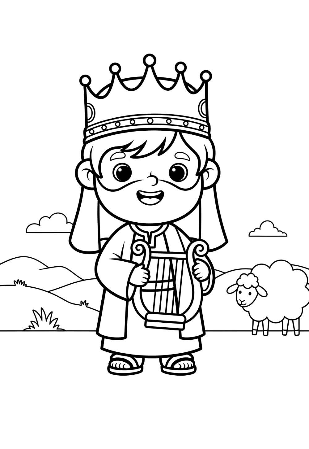 Desenho do Rei Davi para colorir