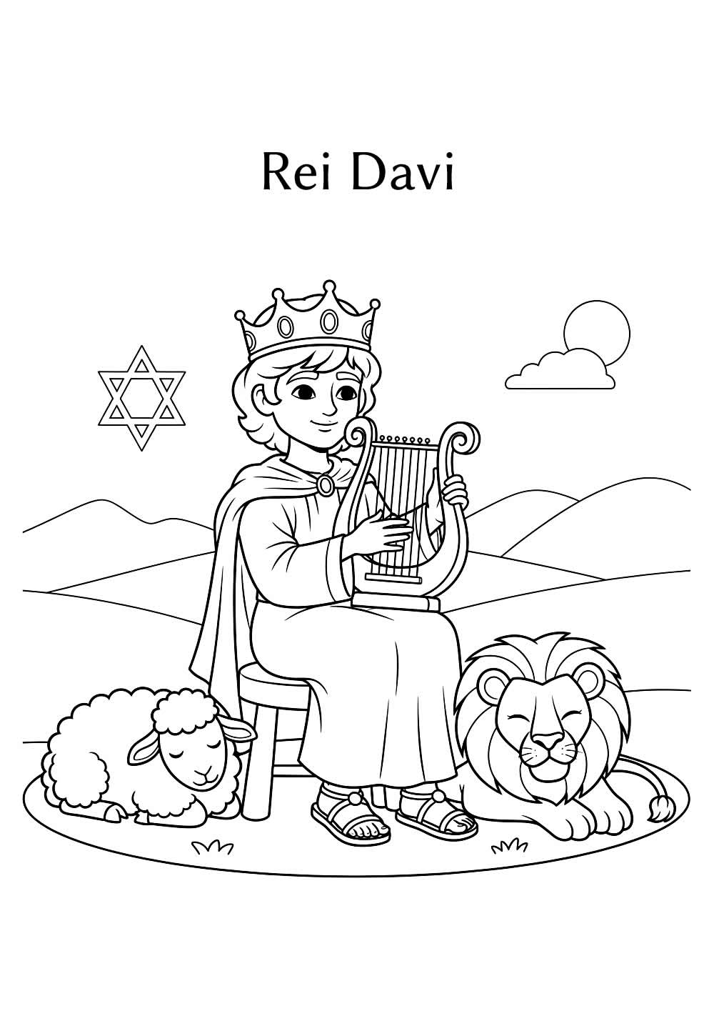 Desenho do Rei Davi para colorir