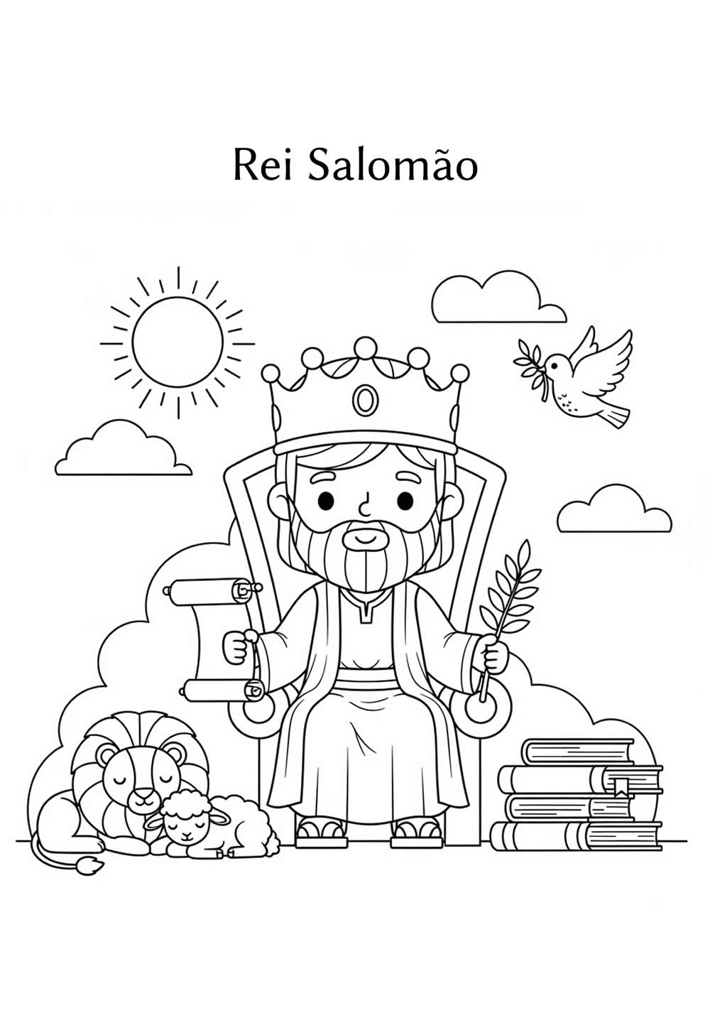 Desenho do Rei Salomão para colorir