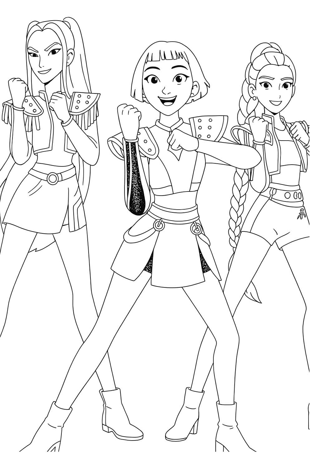 Desenhos de Guerreiras do K-Pop para colorir