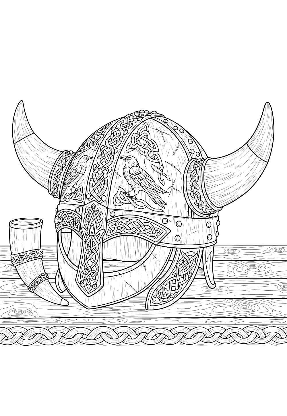 Desenho de Capacete Viking para colorir