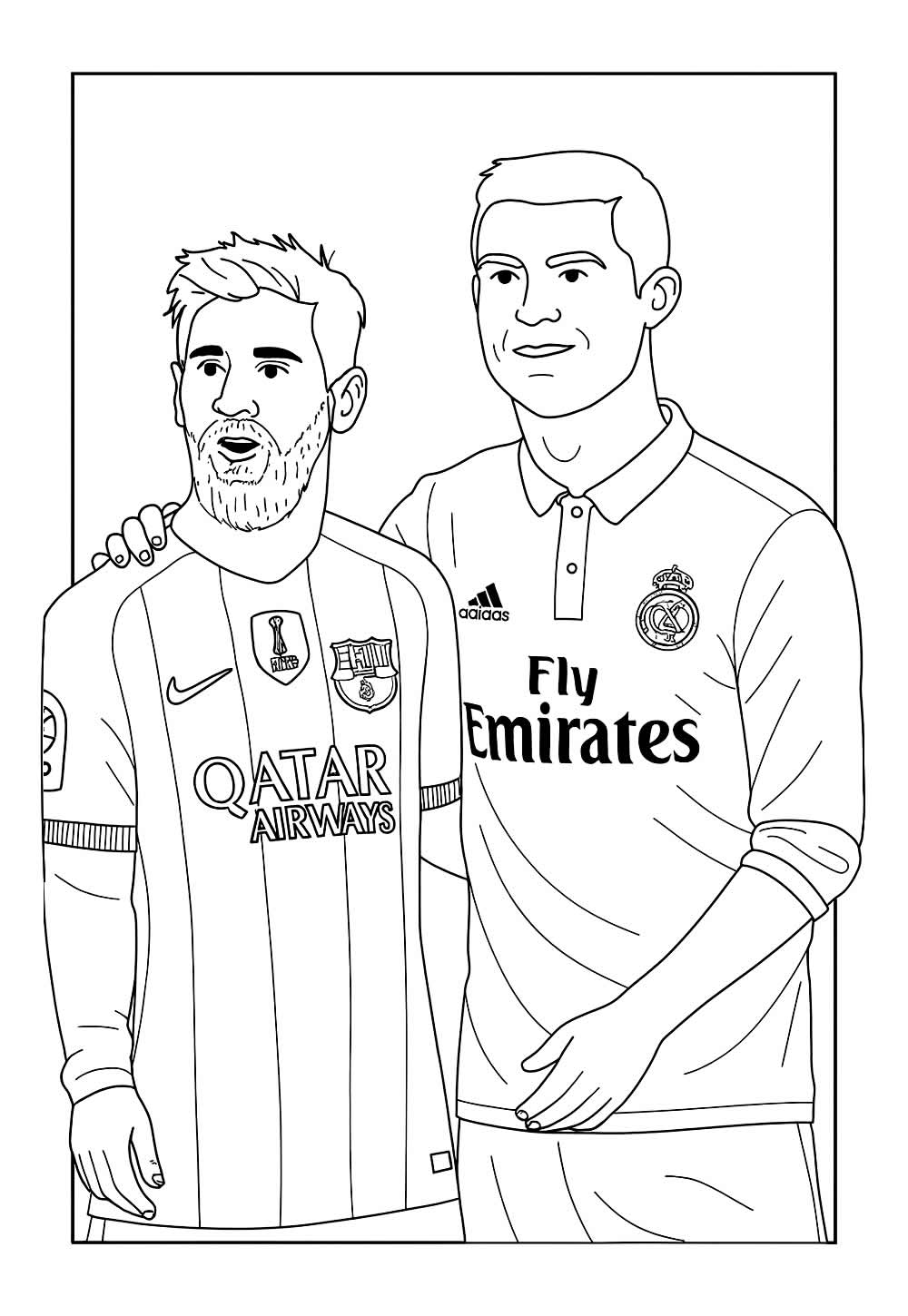 Desenho de Messi e Cristiano Ronaldo