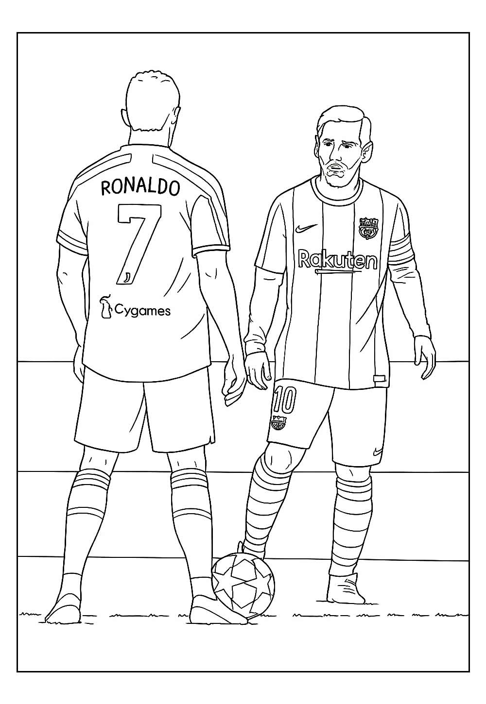 Cristiano Ronaldo e Messi para colorir
