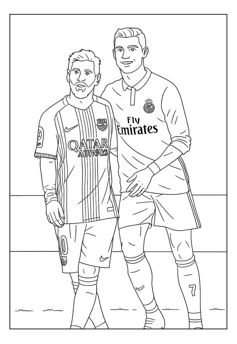Desenhos de Messi e Cristiano Ronaldo para colorir - Bora Colorir