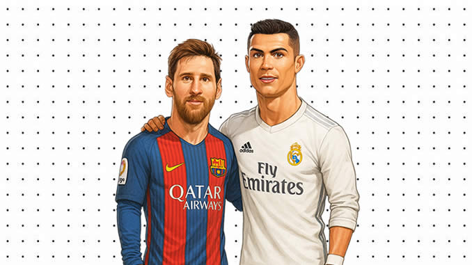 Desenhos de Messi e Cristiano Ronaldo para colorir