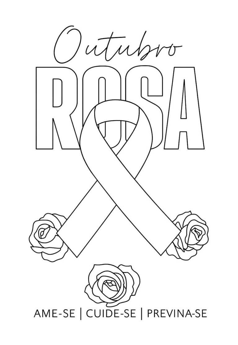 Desenhos do Outubro Rosa para colorir - Bora Colorir