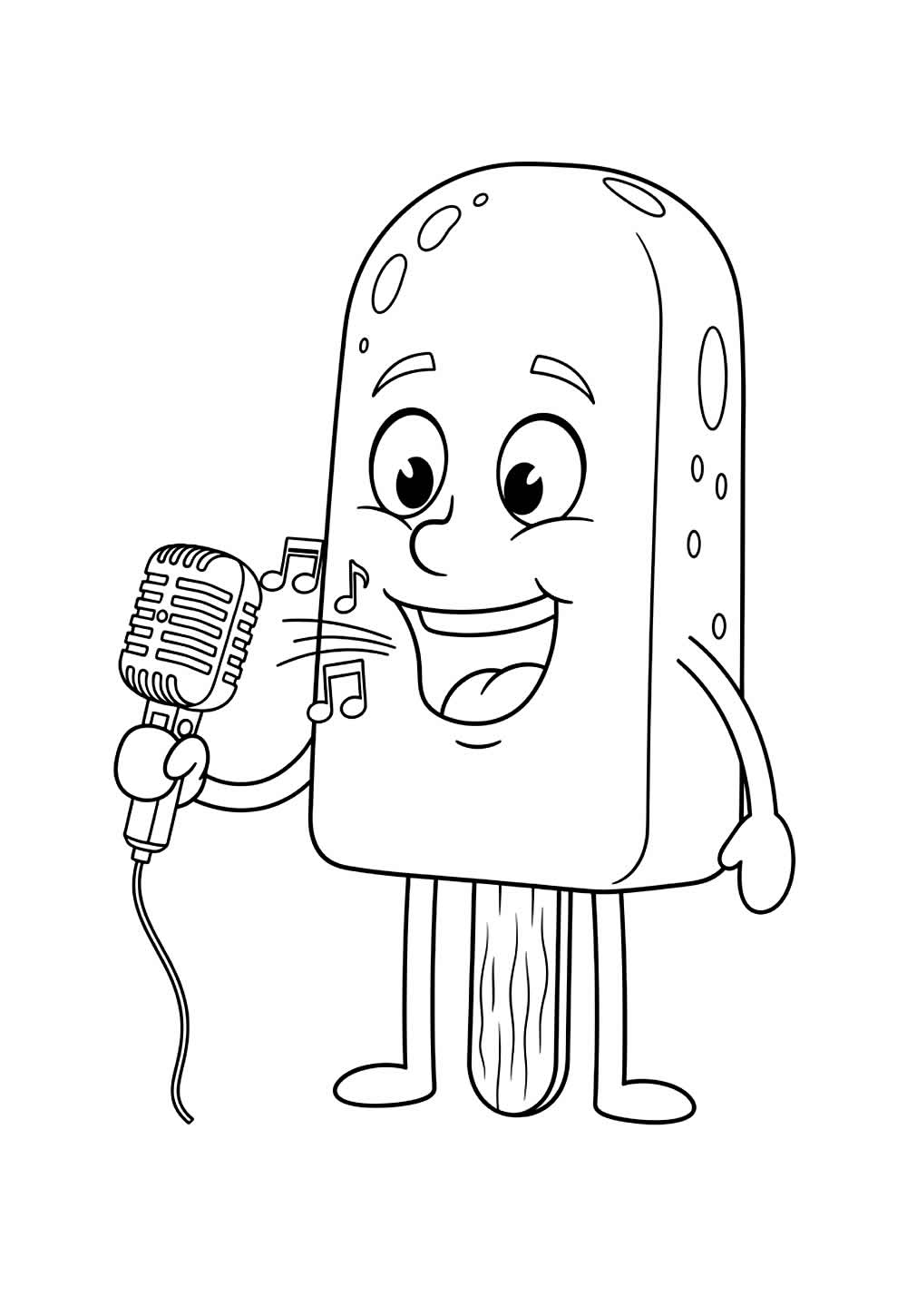 Desenho de Picolé Fofo para pintar