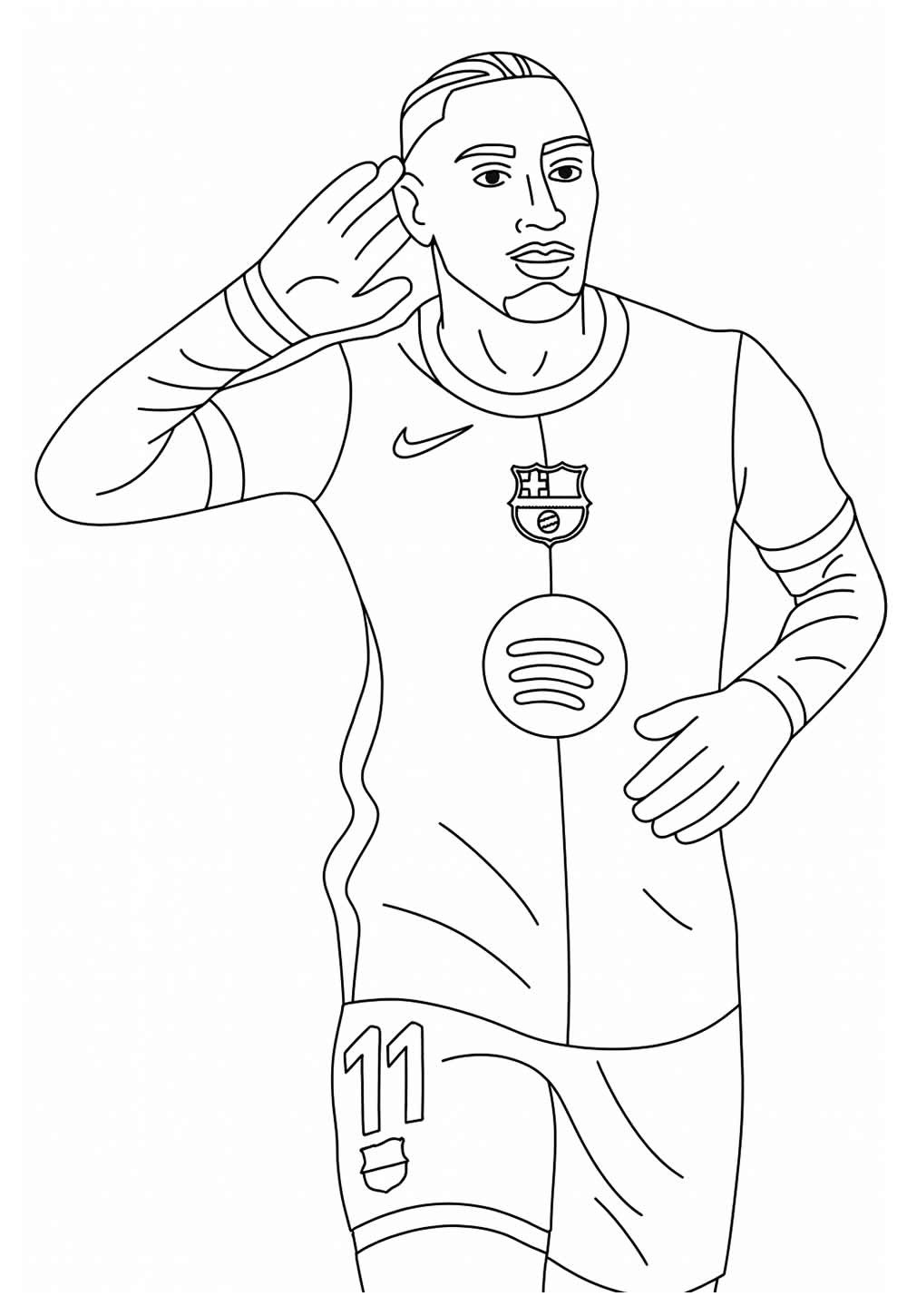 Desenho de Raphinha para colorir - Barcelona