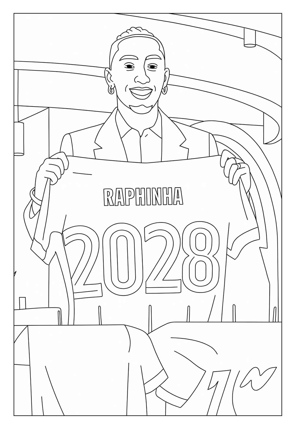 Desenho da Renovação de Raphinha com o Barcelona para colorir
