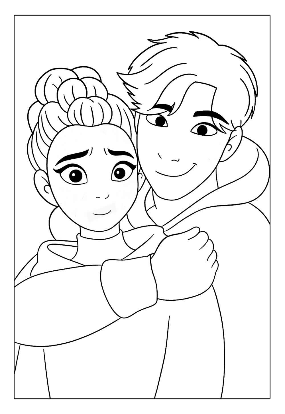 Desenho de Jinu e Rumi para colorir - Guerreiras do K-Pop