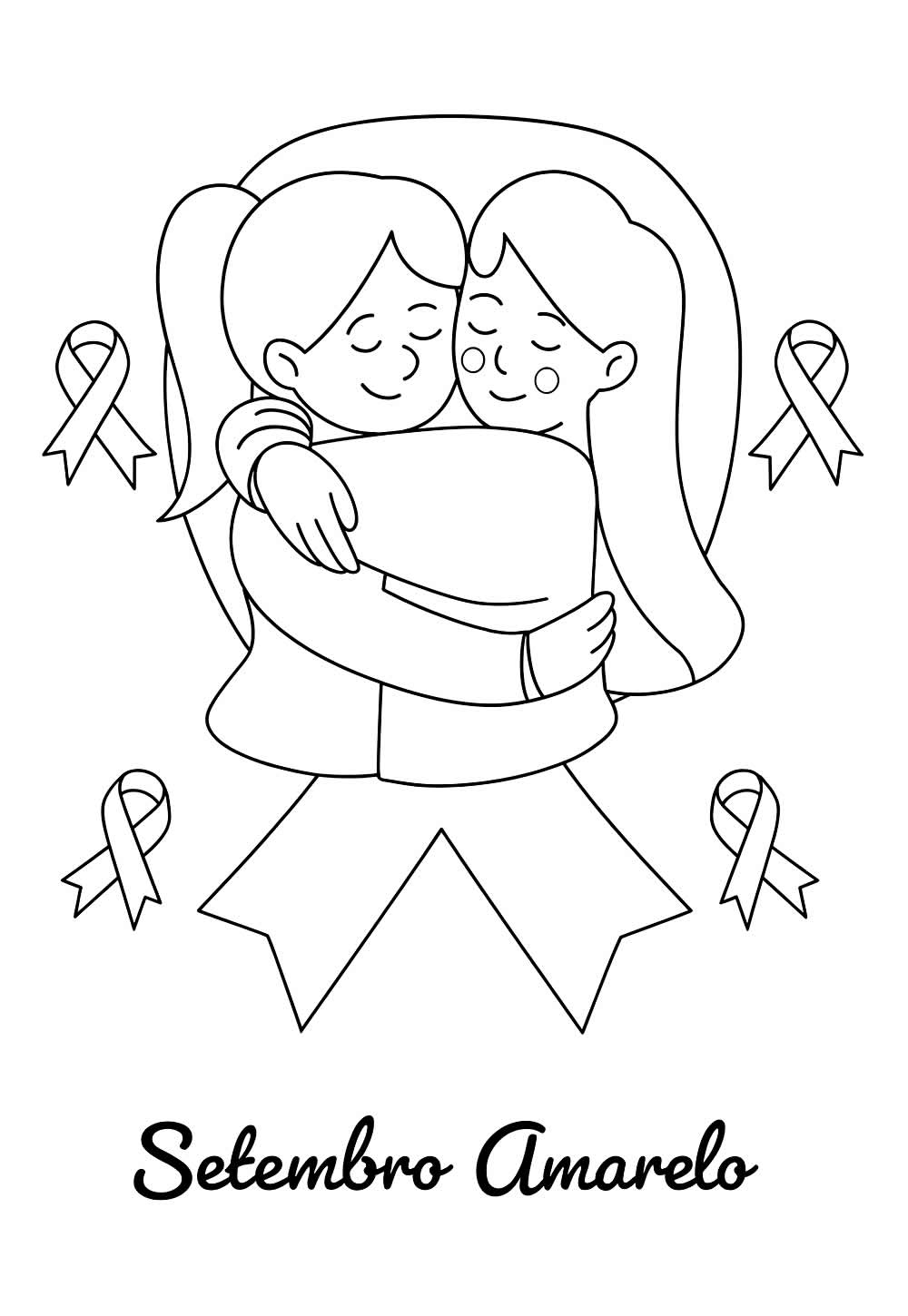 Desenho de Setembro Amarelo para colorir