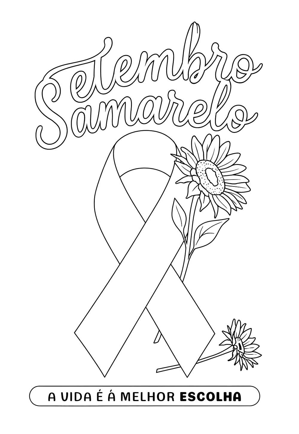 Desenho de Setembro Amarelo para pintar