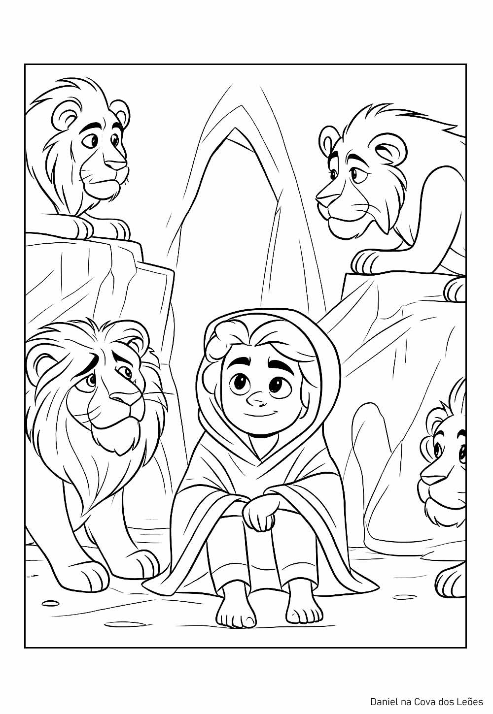 Desenho de Daniel na Cova dos Leões para colorir