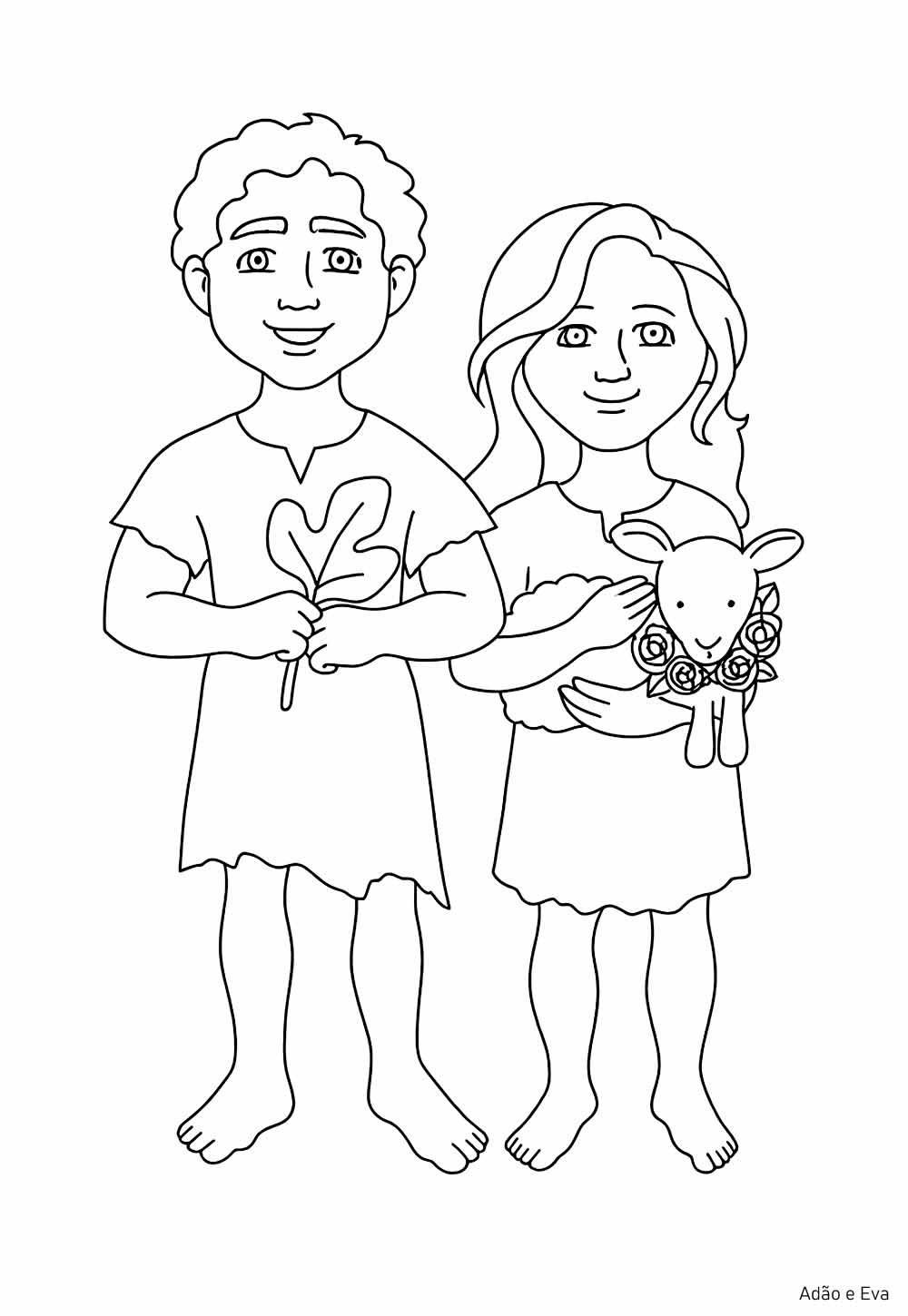Desenhos de Adão e EVA para colorir