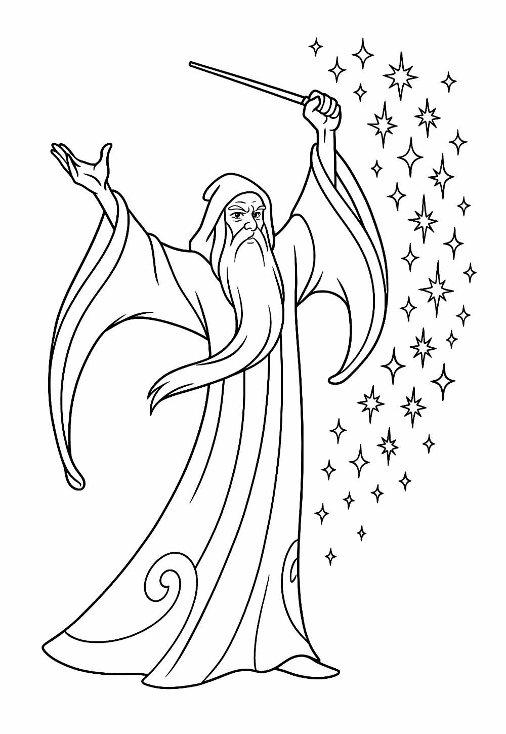 Desenho de Bruxo para pintar
