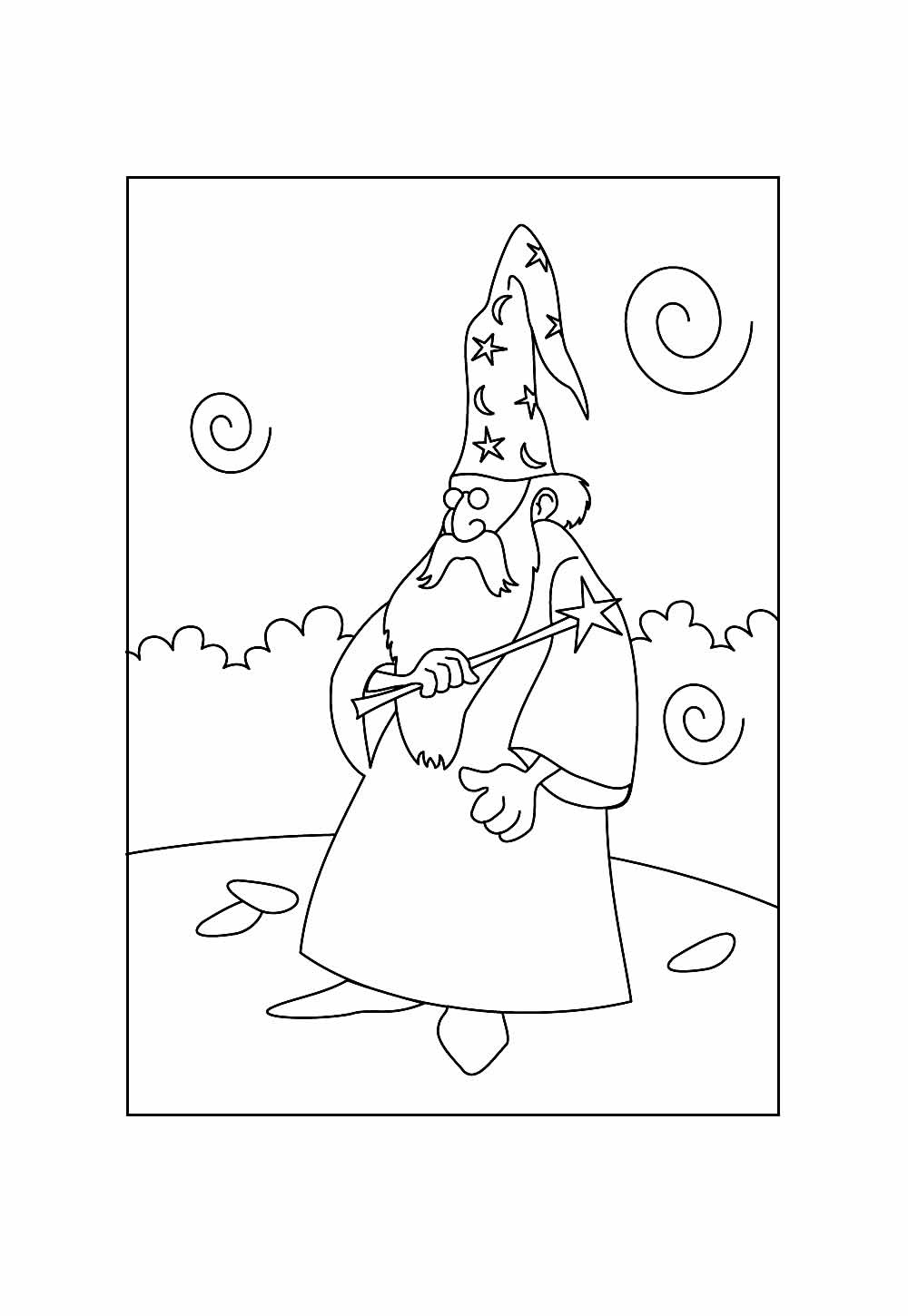 Desenho de Bruxo para colorir