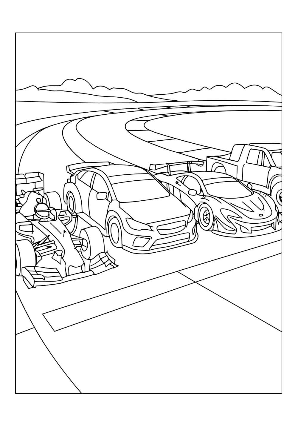 Desenho de Carros de Corrida