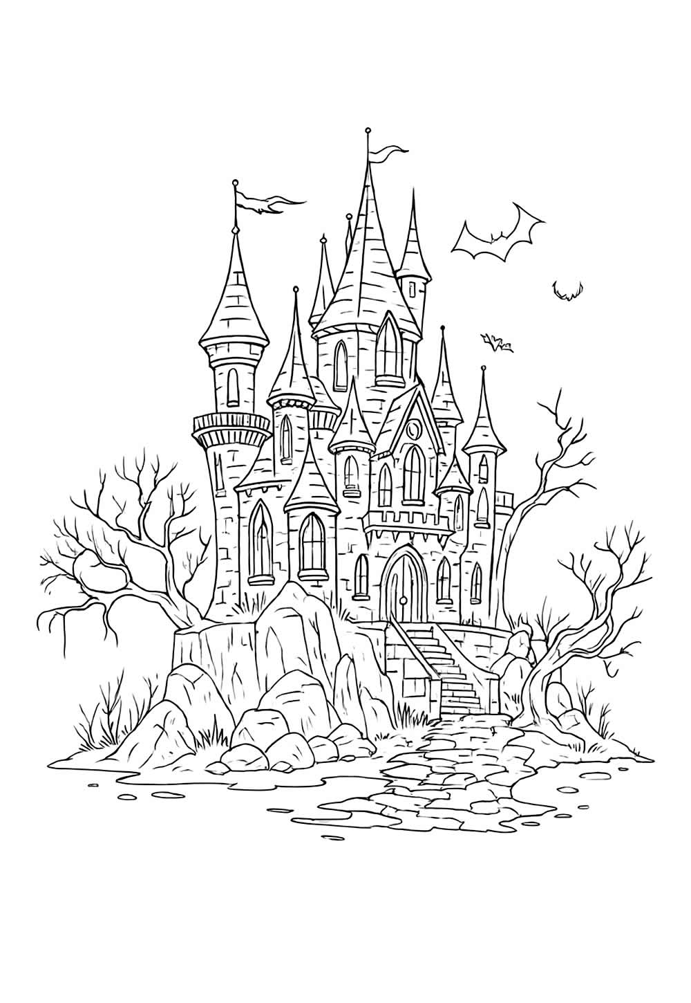 Desenho de Castelo Assombrado para colorir
