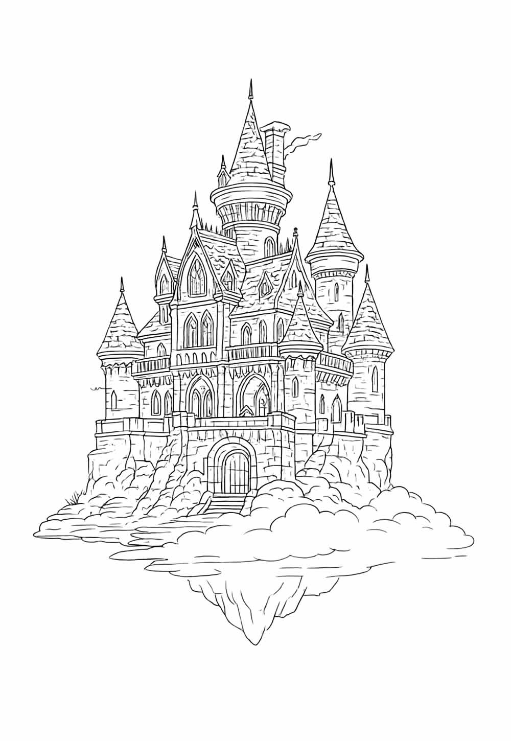Desenho de Castelo Assombrado para pintar