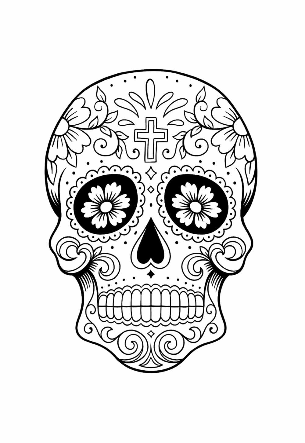 Desenho de Caveira Mexicana para cclorir