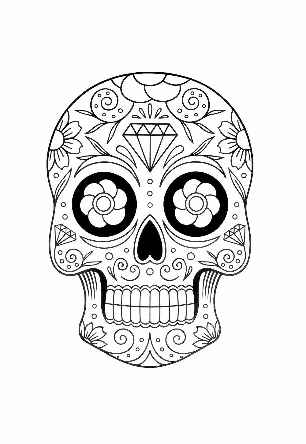 Caveira Mexicana para colorir