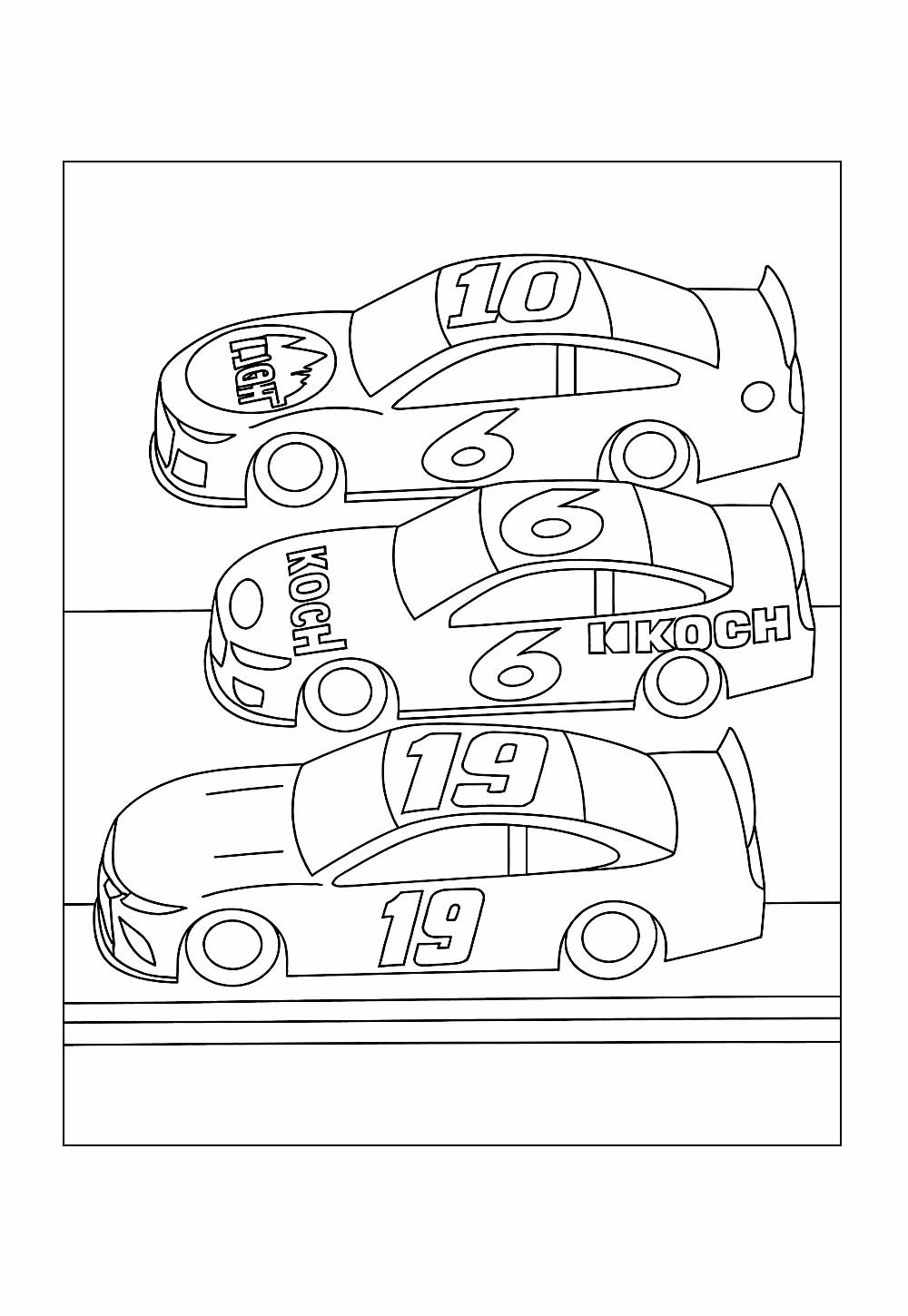 Corrida Nascar para colorir