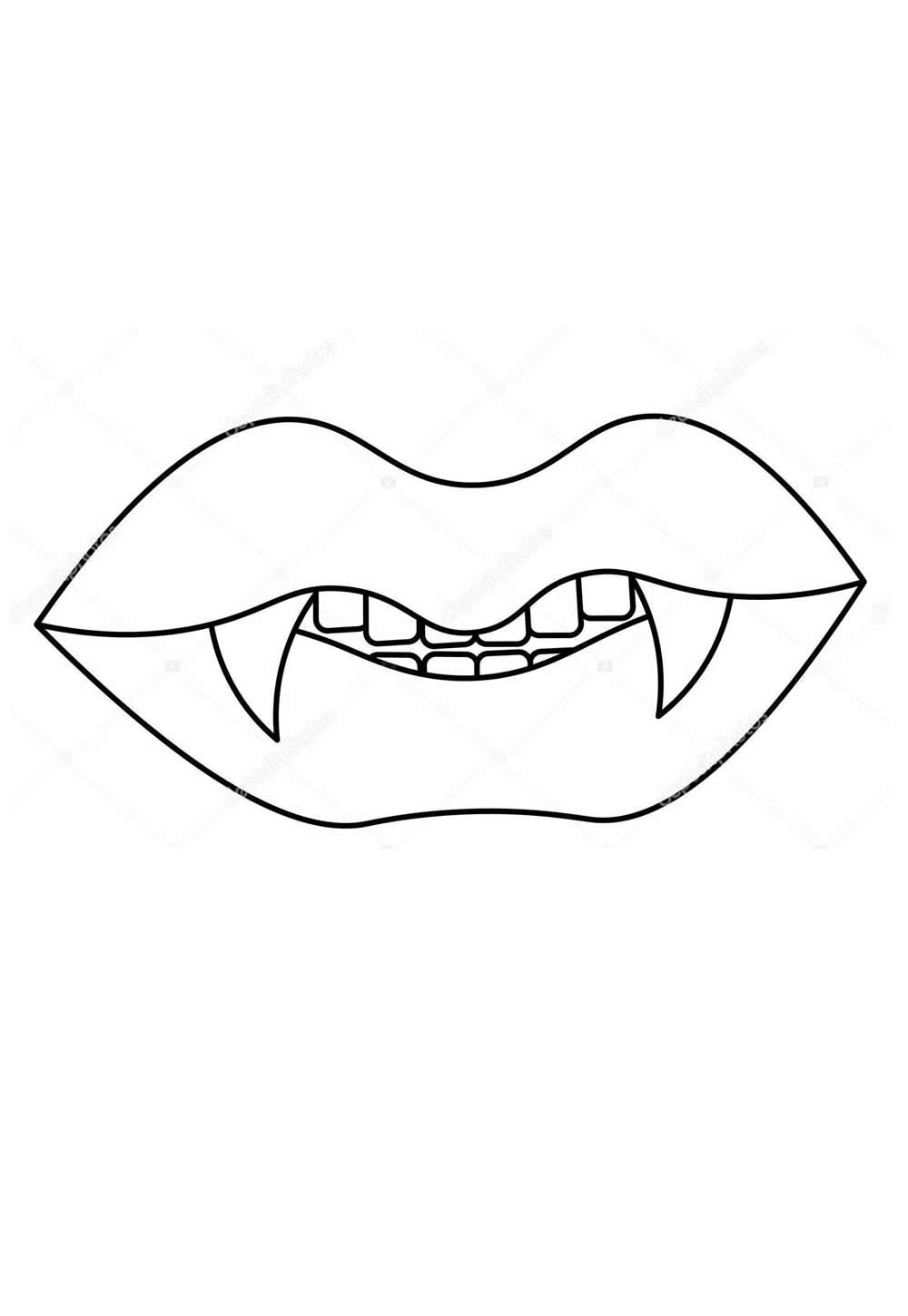 Desenho de Dentes de Vampiro para pintar