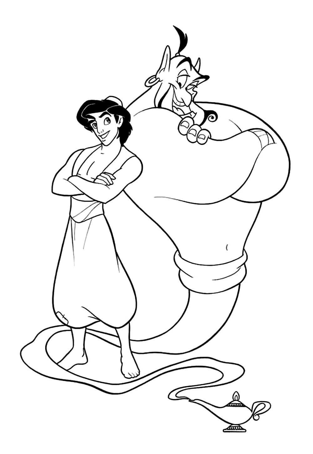 Desenhos Gênio da Lâmpada e Aladdin para colorir