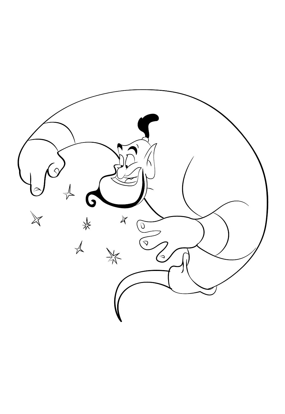 Desenho do Gênio da Lâmpada para colorir - Aladim