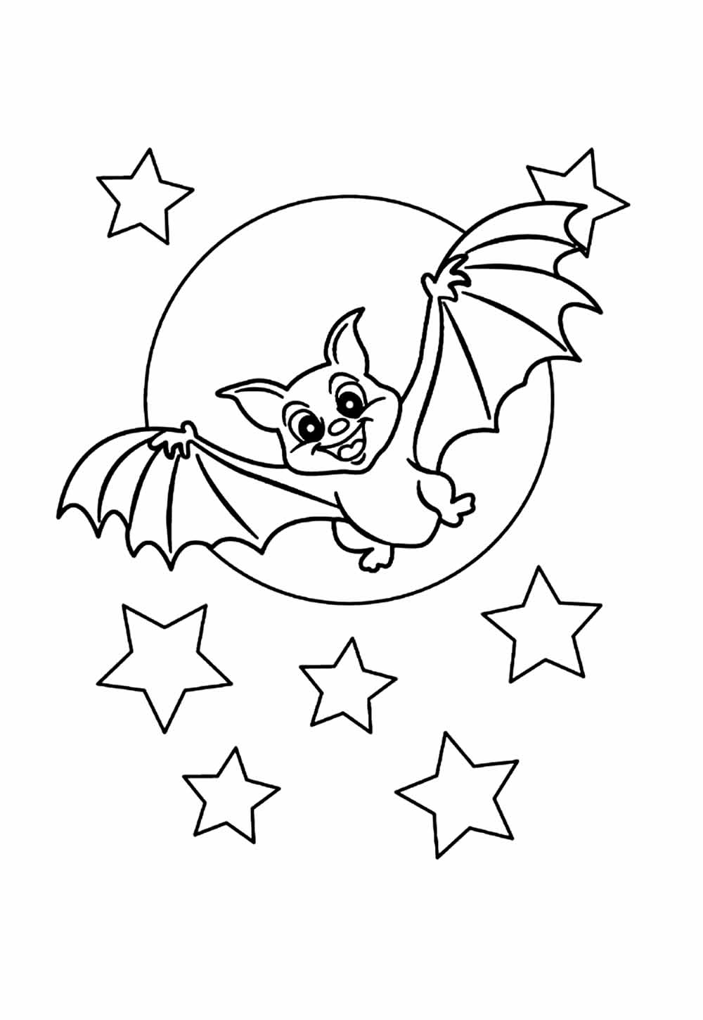 Desenhos de Lua e Morcego para colorir