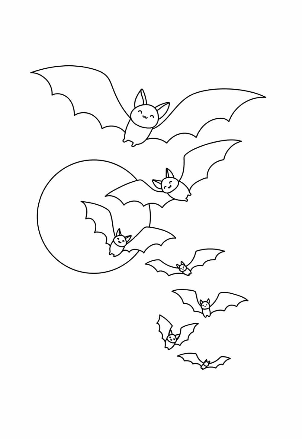 Desenhos de Lua e Morcegos para colorir