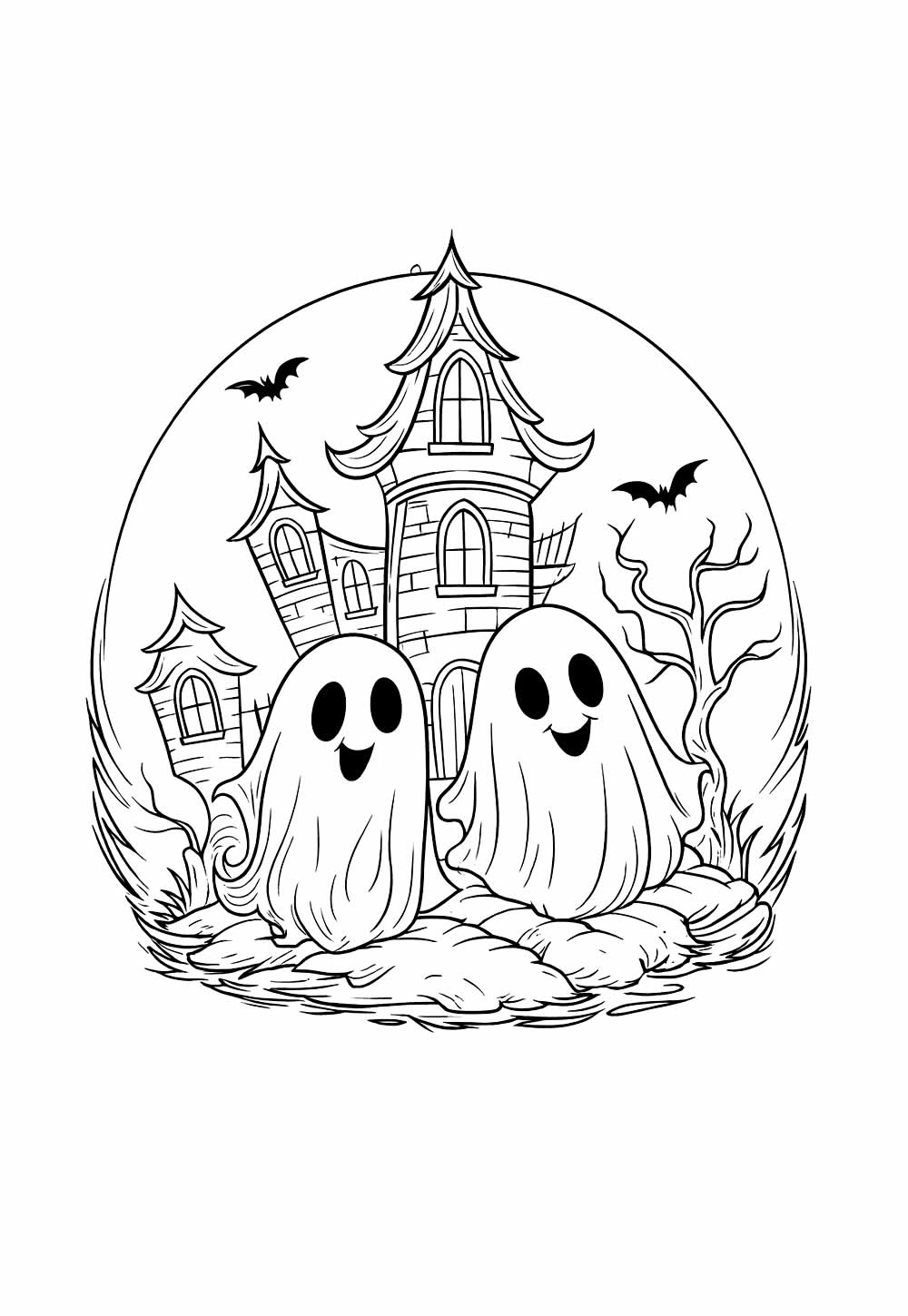 Noite Assombrada para colorir - Fantasmas