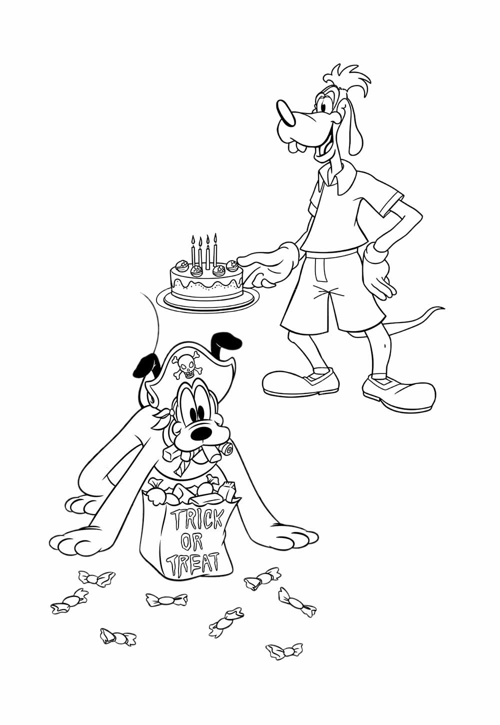 Desenho de Pluto e Pateta